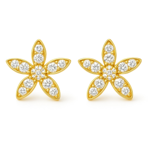 Diamond Flower Stud Earrings