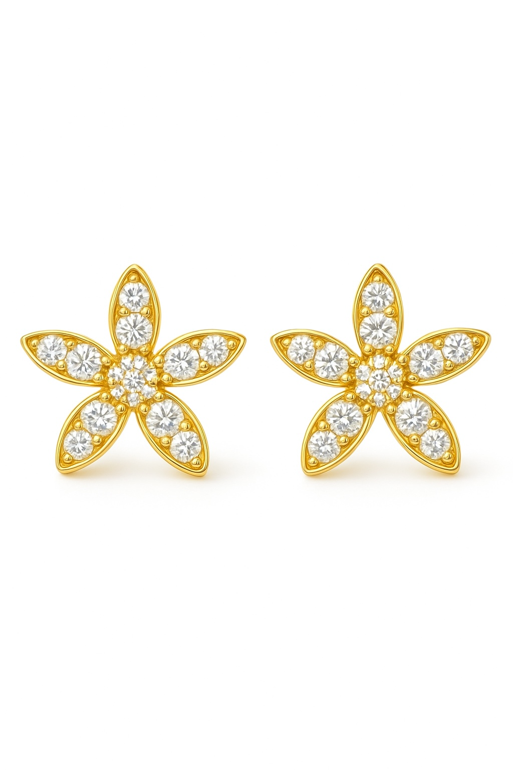 diamondstarearrings Diamond Flower Stud Earrings