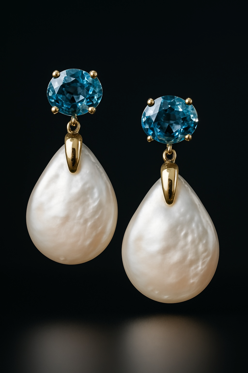 pearlearrings Pearl Blue Topaz Earrings