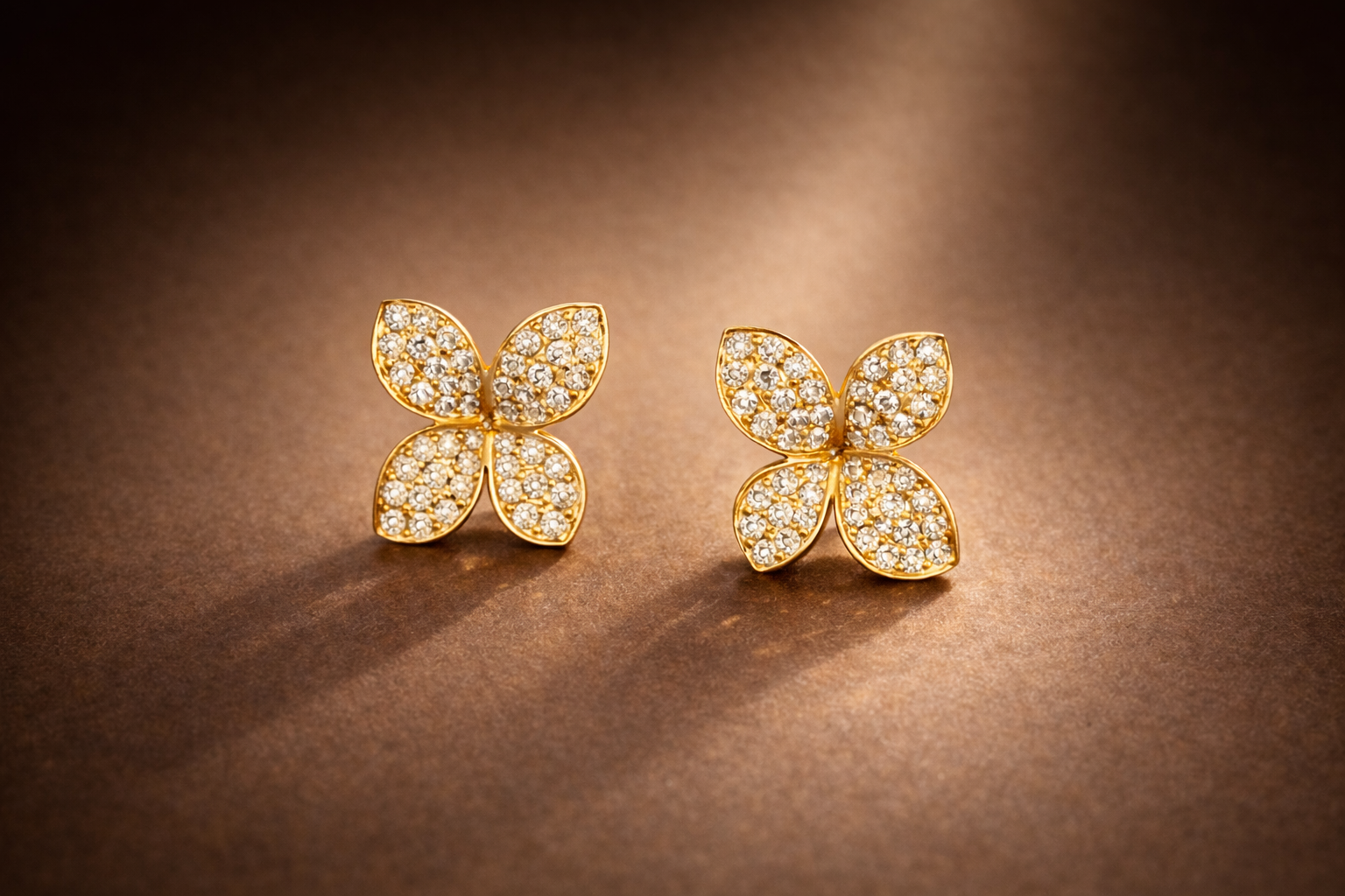 diamond flower earrings Pave Flower Diamond Earrings