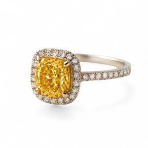 Cushion Yellow Diamond Ring