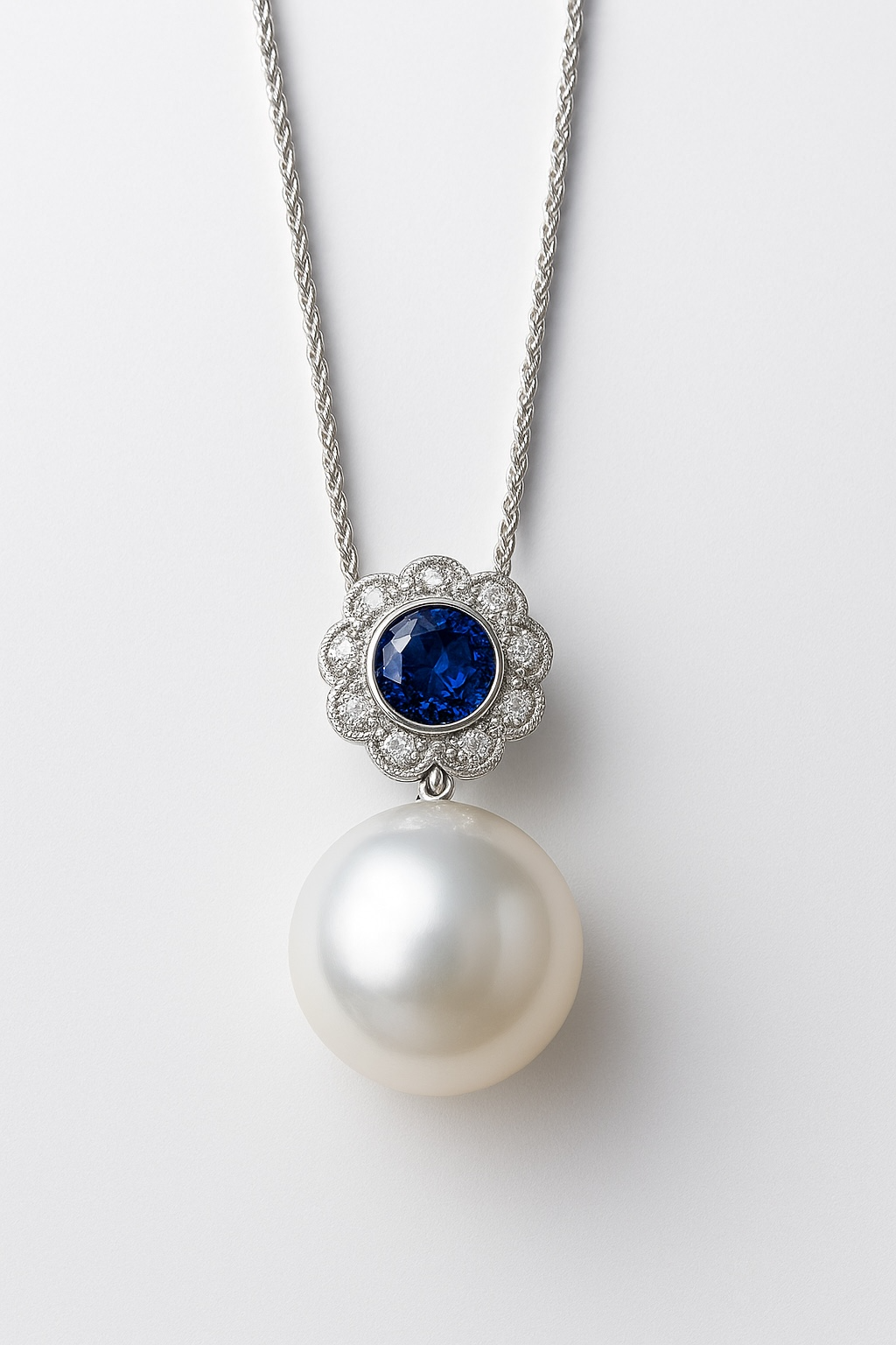 pearlsapphirependant Sapphire Pearl Pendant