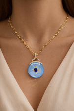 Celestia Aquamarine Medallion Necklace