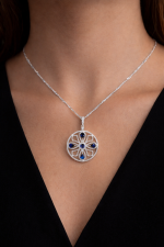 Celestia Azure Sapphire Diamond Pendant