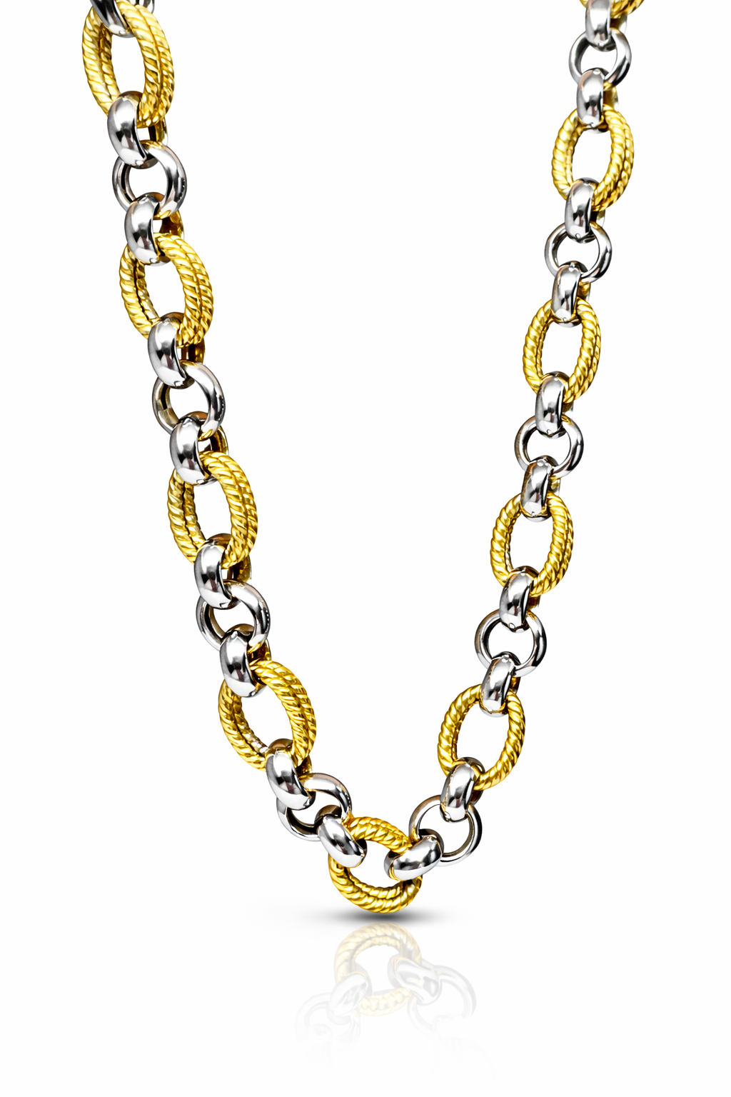 gold necklace Aurora Twist Two Tone Link Necklace