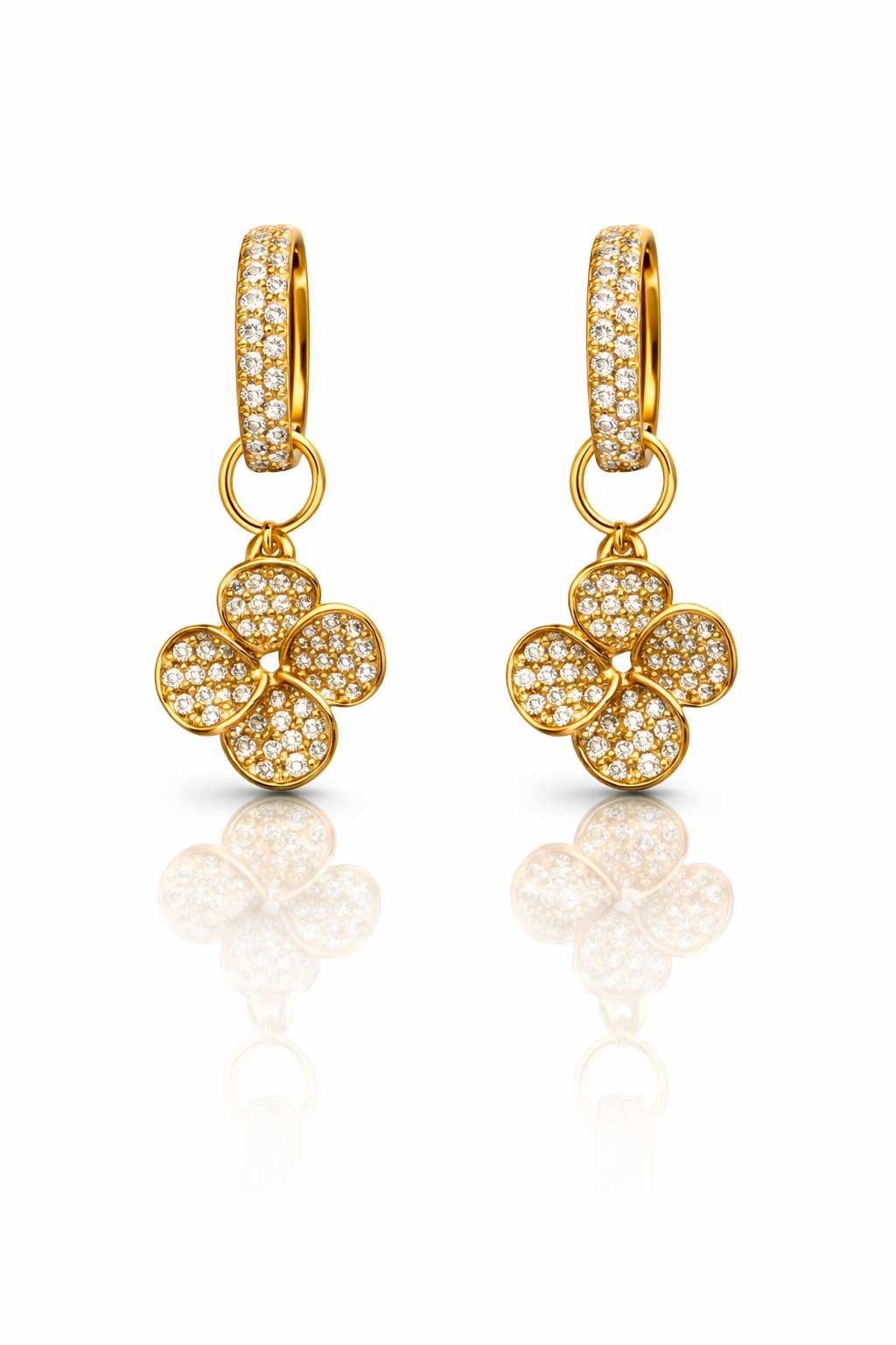 diamond flower earrings Elise Bloom Convertible Diamond Earrings