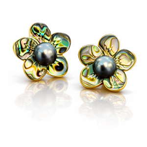 Moonflower of Lagoon Tahitian Pearl Earrings