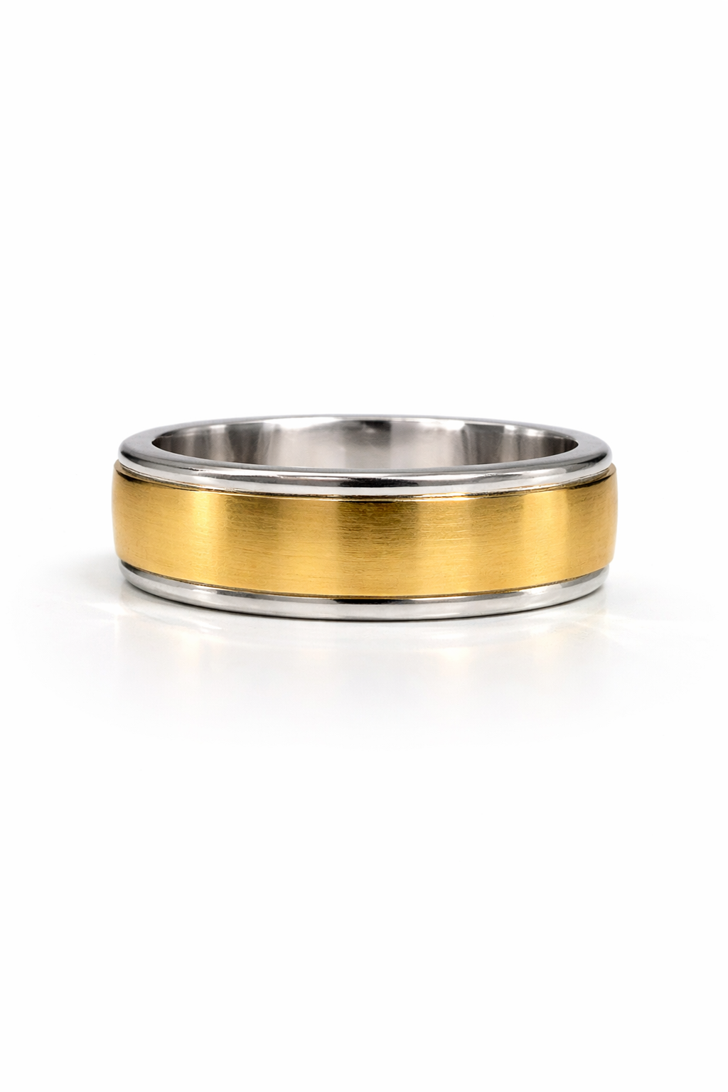 mens gold band The Aureon Two Tone Wedding Band