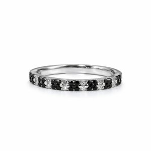Black and White Diamond Band in White Gold | Noir Étoile Diamond Ring