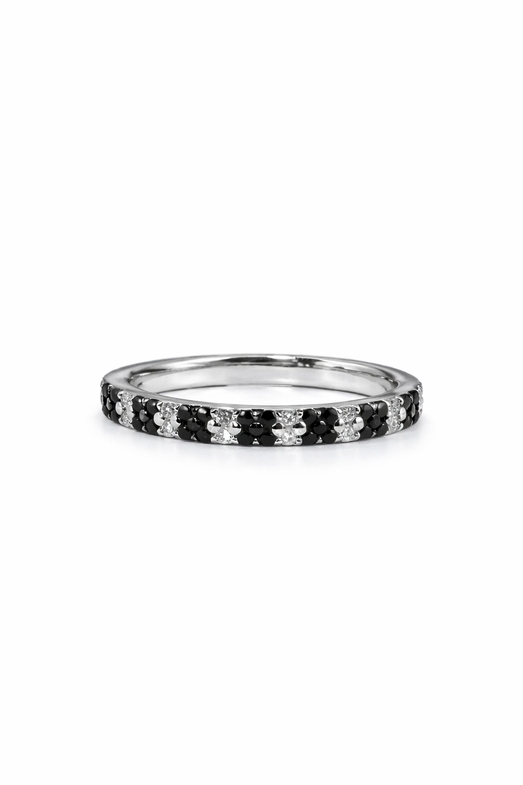black diamond band Black and White Diamond Band in White Gold | Noir Étoile Diamond Ring