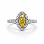 Princess Cut Natural Yellow Diamond Halo Engagement Ring in 18K Gold | Aurelia Ring
