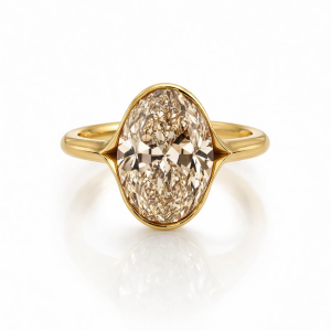 Sienna Oval Diamond Half Bezel Engagement Ring in Yellow Gold | Tapered Solitaire Ring