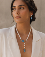 Azure Paisley Pearl Necklace