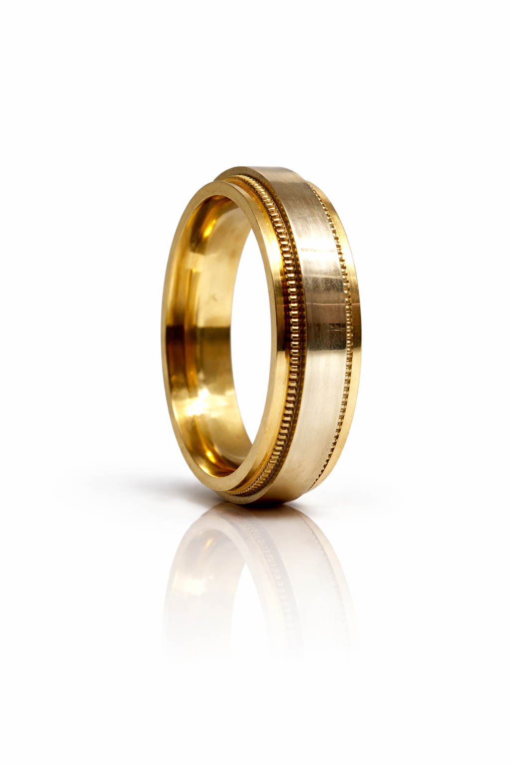 mens wedding ring Aurelio Drop Edge Milgrain Band