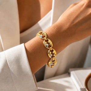 Aurelia Wave Two Tone Gold Bracelet